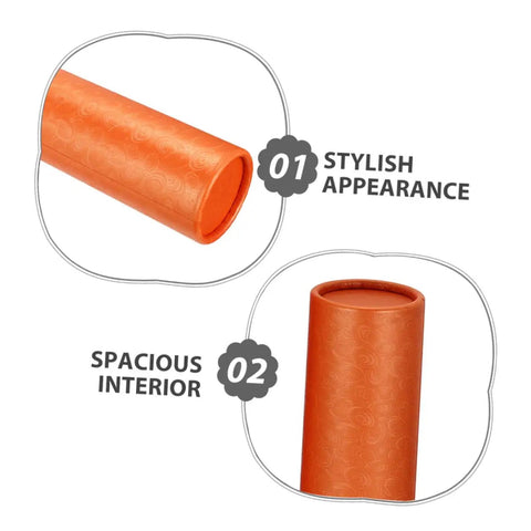 Adjustable Telescoping Poster Tube 52 to 95 cm for Posters, Blueprints and Artwork, close-up showing orange tube with patterned surface