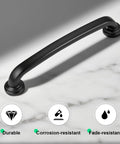 5 Inch Hole Centers Black Zinc Alloy Cabinet Handles 10 Pack For Kitchen Drawers And Dresser Pulls on a marble surface