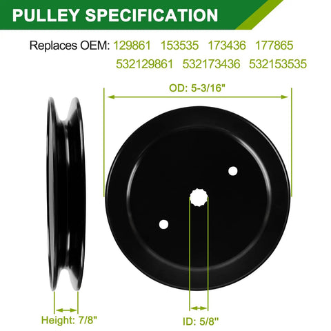 Pulley from Beefed Up 42 Inch Mower Deck Rebuild Kit For Craftsman Husqvarna Poulan Pro With Spindle 130794 Blade 134149