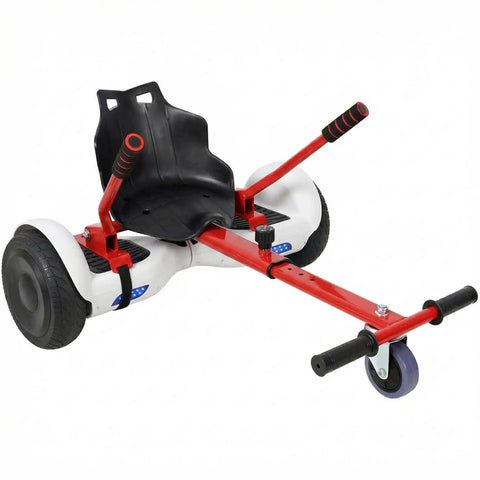 Go Kart Seat Attachment For Self Balancing Scooters Fits 6.5 Inch 8 Inch 10 Inch Adjustable Frame Drift Trike Kit Red with Swivel Wheel