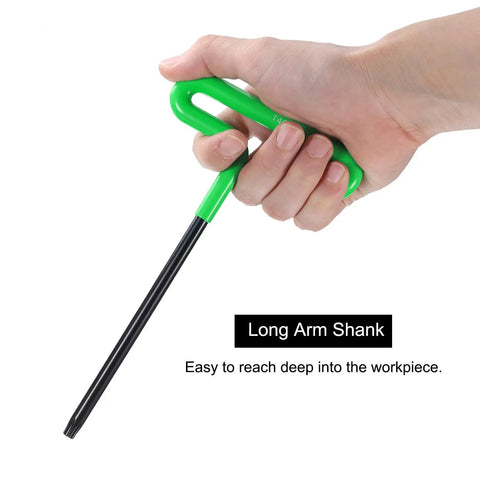 Heavy Duty T Handle Hex Key Wrench T40 Torx Star 6 Point T Key Hexagon Wrenches Spanner Repair Tool With Cushion Grip For Durable High Torque And Rust Resistant Black Oxide Coated CR V Steel 160mm Long Arm, long arm shank in hand