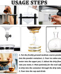 Step-by-step guide for using the Top Tier Cold Brew Coffee Tower With Adjustable Dripper And Ice Water Reservoir.