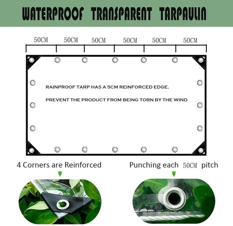 Heavy Duty Tarp With Grommets 3x6ft 14 Mil Waterproof PVC Vinyl Tarpaulin with reinforced edges and grommets illustration