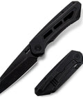 Open and closed view of the Titanium Pocket Knife With M390 Powder Steel Blade For Everyday Carry Thumb Hole EDC Folding Knife Three Point Zero Seven Inch Blade Three Point Eight Ounce Weight Durable Rough And Ready For Hard Use.