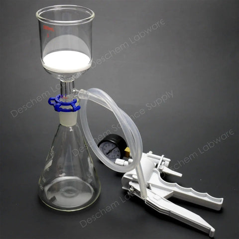 500ml 24/40 Suction Filtration Device With 200ml Buchner Funnel And Lab Vacuum Pump Pro Grade Borosilicate Glass Setup