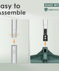 Close-up of assembly process for Telescopic Four Section Handle Turf Rake With Curved Head For Artificial Turf Patios And Carpets