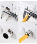PG42 Metal Waterproof Cable Gland Connector installed in outdoor panel for 32mm To 38mm cables with caliper measurement details.