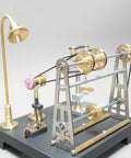 Hands On Mechanical Workshop Model Kit With CNC Machined 27 Piece Metal Transmission System Belts And Pulleys Steampunk Industrial Display For Steam Engines SE 01 02 03 Adults, metal desk model with lamp