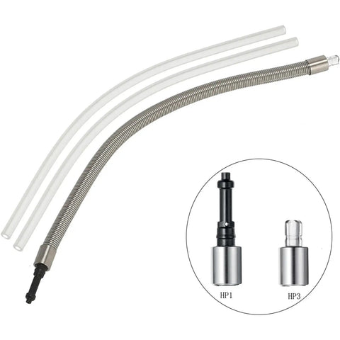 Heavy Duty Stainless Steel Milk Tube Replacement Featuring Hp1 Hp3 Adapters, 10.4 inch food grade silicone hose with stainless steel spring.