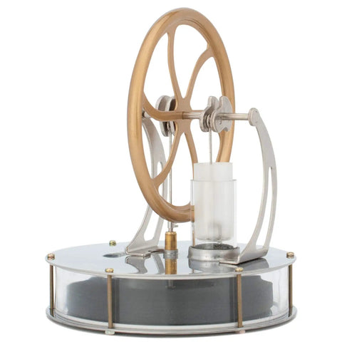 Low Temperature Stirling Engine For Coffee Mug Power, Easy Start Steam Engine Model with wooden flywheel