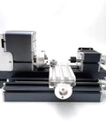 EssSthmy Mini Metal Lathe Machine, 36W 20000 RPM Benchtop Lathe showcasing side view with silent motor and aluminum construction.