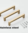 Champagne Bronze Cabinet Pulls 10 Pack 5 Inch Square Cabinet Handles, stainless steel finish, with screws