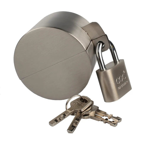 Door Knob Lockout Gadget With Padlock And Stainless Steel Lock Cover For Privacy Protection Preventing Keyhole Access