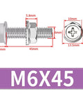 M6 Cross Flange Bolt And Nut Kit With Toothed Lock Washers In Beefy SS304 Stainless Steel For Indoor And Outdoor Projects 20 Sets Built To Last And Ready To Go For Quick Secure Fastening And Easy Install, M6x45
