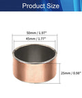 Single 45mm Bore By 50mm Outer Ring By 25mm Length Plain Sleeve Bearing, dimensions shown for bronze bushing.