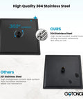 Rainfall Shower System With 10 Inch Rain Shower Head Matte Black Bathroom Mixer, showing 304 stainless steel head and rotation feature