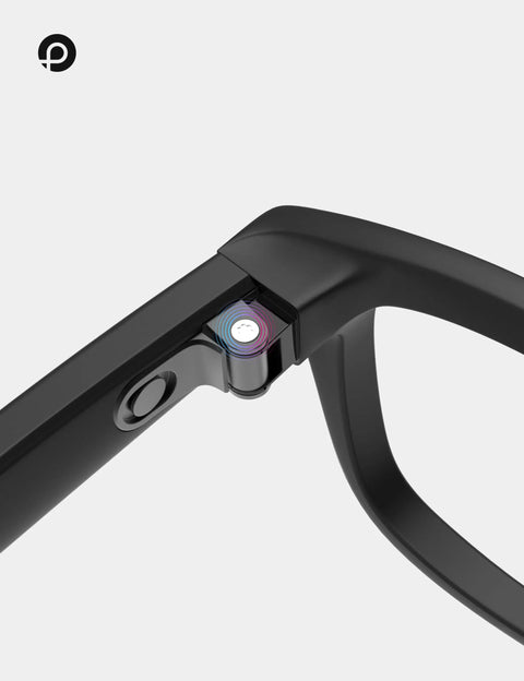 Close-up of black smart glasses hinge showcasing Top Shelf Replacement Temple Screws And Quick Fix Screwdriver Kit For Ray Ban Meta Wayfarer Skyler Headliner Gen Two Plus Oakley Meta Hstn Ai Sunglasses Silver Hardware Keep Your Shades Snug And Fresh.