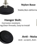 Universal Adjustable Furniture Leveling Feet Pad Mount Kit With Heavy Duty Swivel Base and articulating pads, nylon base and hanger bolt details