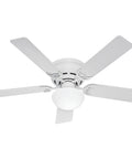 Low Profile White Ceiling Fan With LED Light Kit And Pull Chain 52 Inch Ultra Quiet Whisper Wind Motor Multi Speed Reversible Classic Home Comfort For Any Room