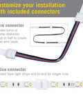 RibbonFlex Pro Multi Color And White LED Tape Light With 60 And 60 LEDs Per Meter connectors and splice components