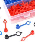 300 Piece Plastic Grease Fitting Cap Set For Grease Zerks Keeps Dirt And Moisture Out Color Coded Snap On Caps displayed in container
