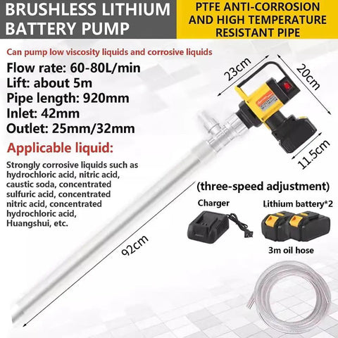 Heavy Duty Electric Fuel Transfer Pump For Diesel, Automatic Rechargeable Oil Pump With 19.8V Lithium Batteries, Portable Nozzle Hoses For Quick Liquid Transfer, Cordless Design, Battery Powered