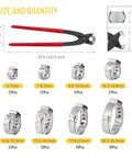 Single-ear hose clamp kit with 304 stainless steel clamps and ear clamp pincer, 150 pcs, sizes 6–23.5 mm