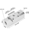 Aluminum Air Manifold Block 40x40mm Heavy Duty High Flow With G1/2 Inlet And G1/4 Outlet For Pneumatic Systems diagram