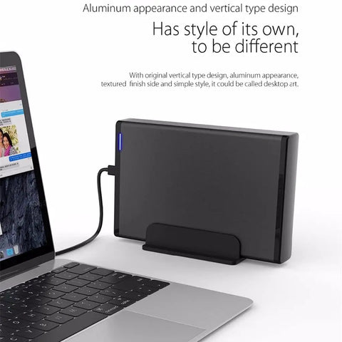 Solid Aluminum 3.5 Inch External Hard Drive Enclosure With Type C Usb 3.1 Connector For Sata Hdd And Ssd Supports Up To 8Tb Capacity connected to laptop.