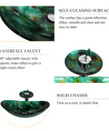 Top Drawer Green Oval Tempered Glass Vessel Sink For Stylish Bathroom Vanity Refresh Above Counter Wash Basin With Pop Up Drain and waterfall faucet
