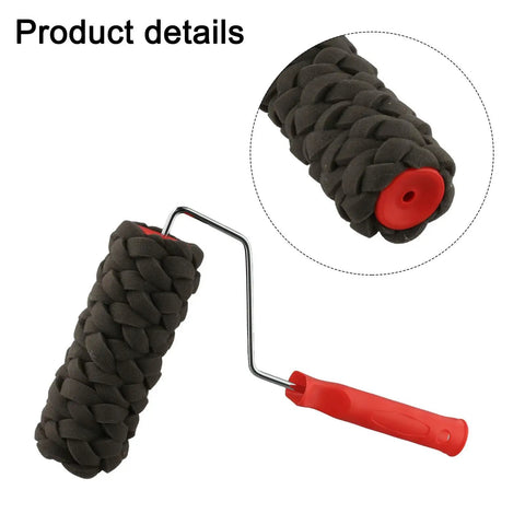 Top Shelf Textured Stone Finish Paint Roller with sturdy grip handle and high absorption sponge cover for wall decoration.