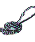 Braided Nylon Barrel Rein Half Inch By Eight Foot With Easy Grip Knots And Nickel Conway Buckle Bit Ends In Hurricane Blue