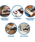 Totally Wireless Rotary Multi Tool With Super Cushioned Glove Grip And Killer 15 Piece Accessory Kit For Carving Engraving Polishing Sharpening Fast Weekend Garage Projects in use for various tasks