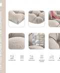 Outdoor Wicker Chair Cushions 3 Piece Set For Patio Furniture Includes One Loveseat Cushion 44x22x4 And Two U Shaped Cushions 22x22x4 Indoor Outdoor Use Fade Resistant And Waterproof Taupe, tufted fabric close-up with water droplets, hand pressing softness, and breathable filling.