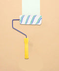 Portable Handheld Paint Roller With Removable Handle For Walls Ceilings And Furniture Lightweight Build, foam cover with a yellow handle.