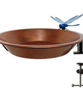 Heavy Duty Iron Bird Bath For Railing And Balcony Deck, 11.5 inch rust resistant basin with clamp for outdoor use.