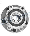 Direct Fit Front Wheel Hub Bearing Assembly Replacement For 2014 2018 Mazda 3 L4 2.0L 2.5L Sport S Models Japan Built Mexico Built Premium Quality Reliable Performance product image, top view of the hub showing bolt holes and center bearing.