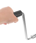 Hand holding Camper Crank Handle Replacement For RV Trailer Jack Sockets Hand Crank Rocker, durable and easy install.