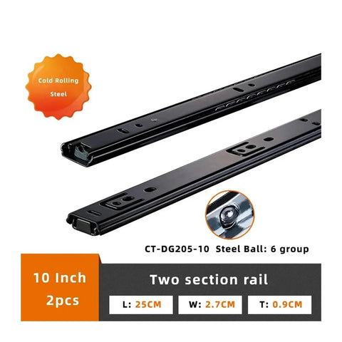 Beefy Black Cold Rolled Steel Drawer Slides Three Section Full Extension Rails For 8 To 20 Inch Drawers Rock Solid Heavy Duty