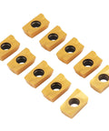APMT1604 carbide inserts, set of 12 yellow rectangular pieces with centered mounting holes