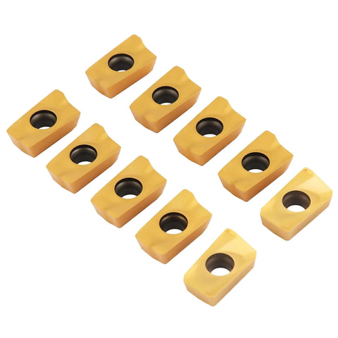 APMT1604 carbide inserts, set of 12 yellow rectangular pieces with centered mounting holes