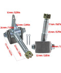 Image of the 6 Inch Front Wheel Hub and Steering Spindle Kit for Racing Go Karts Drift Trikes ATVs and Quad Buggies with measurements.