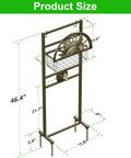 Diagram of Heavy Duty Garden Hose Holder With Brass Faucet Freestanding Hose Reel Stand dimensions and features