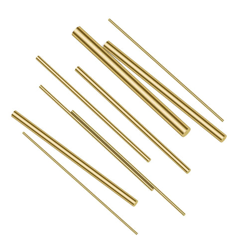 Brass Round Rods Kit 1mm To 8mm Diameters 100mm Length 48 Pieces For DIY Crafting Knife Making Pins And Handle Pins Lathe Bar Stock Golden