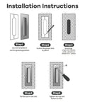 Installation instructions for Brushed Silver Pocket Door Hardware Set With 2 Recessed Flush Finger Pulls And 1 Edge Pull.