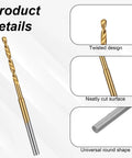 Twisted design of 10 Pack Mini Twist Drill Bit Set 0.6mm To 2.2mm Titanium Coated High Speed Steel Micro Drill Bits