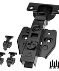 4 Pack Frameless Soft Close Cabinet Hinges With 110 Degree 3D Adjustable Concealed European Design, matte black hinges with screws