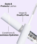 Eternal Bond Black Lash Glue With Crystal Coat Sealant For All Day Lash Wear featuring applicator and product packaging.