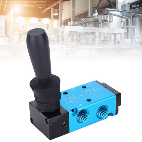 Hand Lever Pneumatic Valve Aluminum Alloy, 2 Position 5 Way, 4 Inch Component with durable aluminum body in factory setting