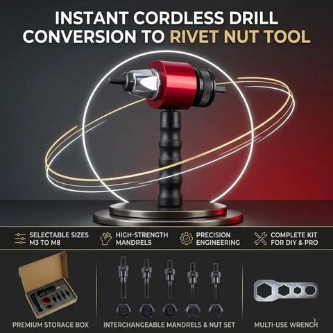 Turn Your Drill Into A Dope Automatic Rivet Nut Gun Kit For M3 To M8 Rivet Nuts And Blind Rivets Includes Quick Change Inserts